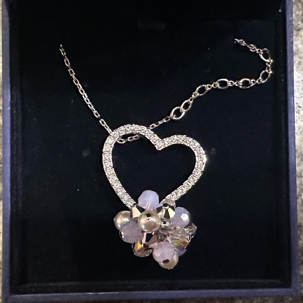 Swarovski Heart Necklace with Pearls